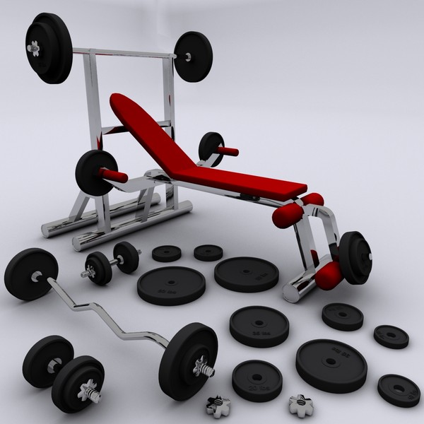 3d realistic exercise machine bench press - Workout Bench by Working Lens Productions